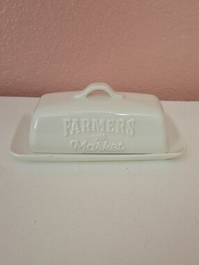 Farmers Market White Butter Dish Display